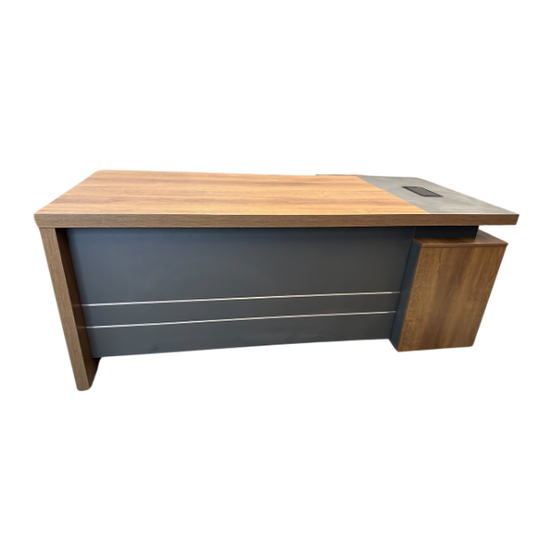 Modern Executive Desk with Lockable Drawers & Wood Grain Finish
